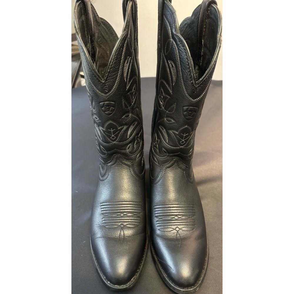 GENUINE COWGIRL ARIAT BLACK LEATHER WOMENS COWBOY BOOTS~SIZE 7~CLASSIC BOHO
